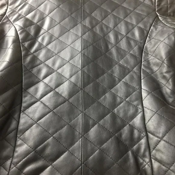 KENAR Black Quilted Leather Jacket Women's Size 4 - Picture 5 of 12